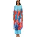 Blue Powder Chanderi Printed Kurta Bottom Set for Women
