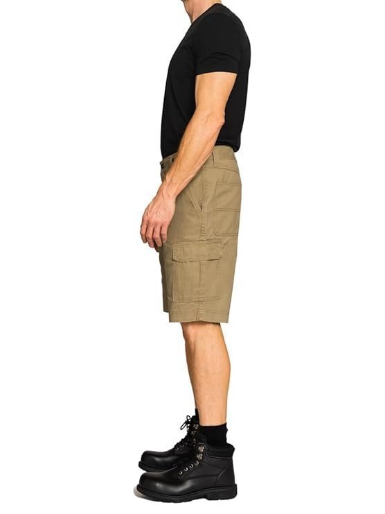 Full Blue Big Men's Cargo Shorts with Expandable Waist - Image 3