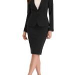 K Women's 2 Piece Suit Skirt Set Business Casual Long Sleeve Blazer and Pencil Skirt