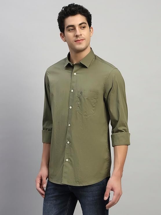 Men's Solid Full Sleeves Spread Collar Casual Shirt - Image 6