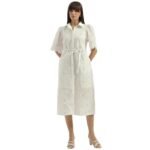 UNITED COLORS OF BENETTON Spread Collar Schiffli Embroidered Shirt Dress