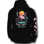 Society Flamingo Blossom Mens Hoodie - Black
