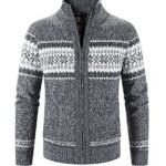 Cardigan Sweaters for Men,Mens Zipper Cardigan Sweater Mens Casual Slim Full-Zip Solid Thick Knitted Outerwear Winter