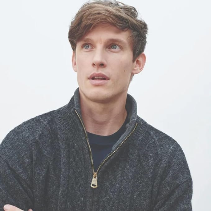 Men's Wool Sweater, Full Zip, Front Pockets, Lined Interior, Gray - Image 6