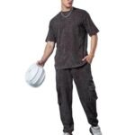 Heavy Duty 1.0 Men's Self Design Oversized Fit Half Sleeve Round Neck Terry Acid Wash Co-Ordinates T-Shirt