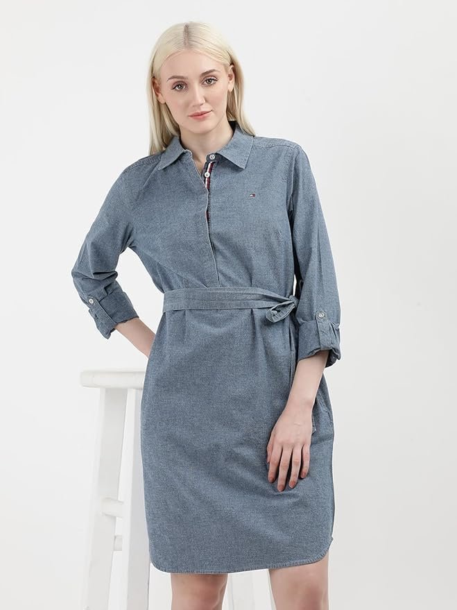 Tommy Hilfiger Women's Cotton Blend Shirt Below The Knee Casual Dress - Image 7