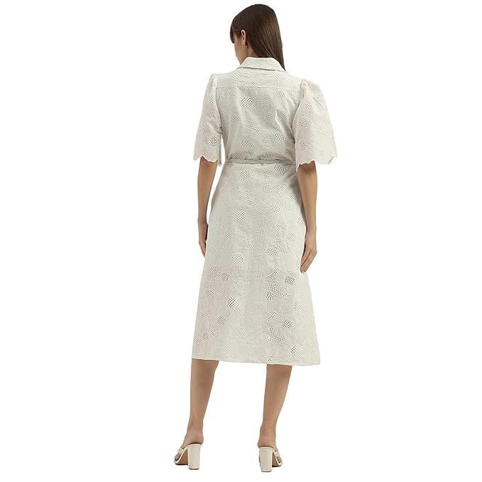 UNITED COLORS OF BENETTON Spread Collar Schiffli Embroidered Shirt Dress - Image 4
