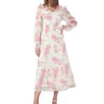 ERO MODA Women's Polyester Fit and Flare Maxi Dress