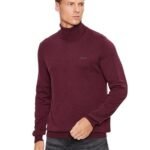Maroon Polyamide Blend Solid Pullover Sweater