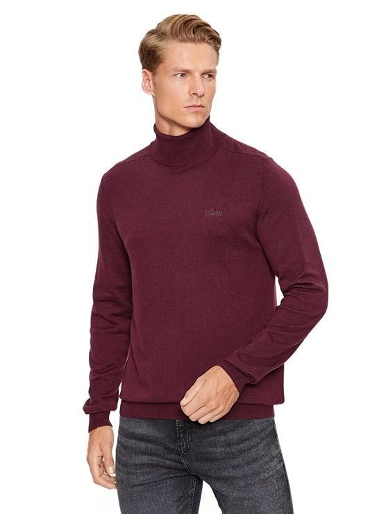 Maroon Polyamide Blend Solid Pullover Sweater