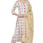 Aurelia Women’s Abstract Printed Flared Kurta Set with Trouser and Dupatta for Women
