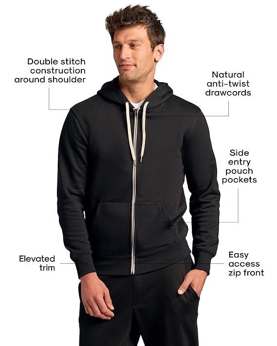 Classic Men's Fleece Terry Zip Hoodie, Zip-up French Terry Fleece Hooded Sweatshirt Jacket for Men - Image 6