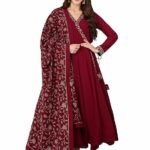 Vaamsi Women's Georgette Embroidered Flared Angrakha Pant With Dupatta With Inner