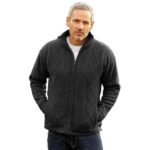 Men's Wool Sweater, Full Zip, Front Pockets, Lined Interior, Gray