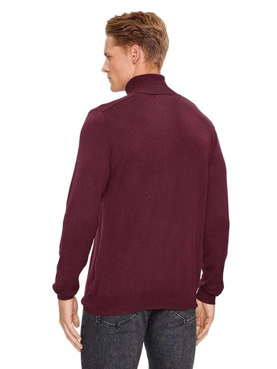 Maroon Polyamide Blend Solid Pullover Sweater - Image 4