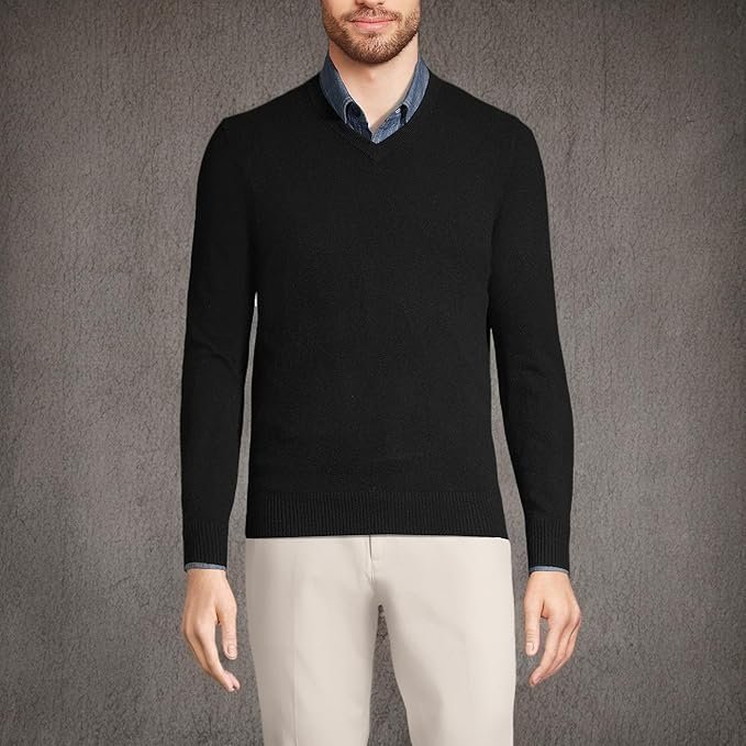 Ands' End Men's Fine Gauge Cashmere V-neck Sweater - Image 2