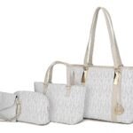 MKF Collection Tote Bag for Women, Shoulder Handbag & Wristlet Pouch Purse Top Handle Vegan Leather 4Pcs Set Pocketbook